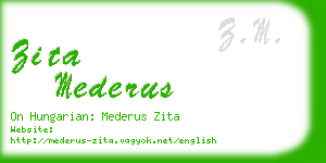 zita mederus business card